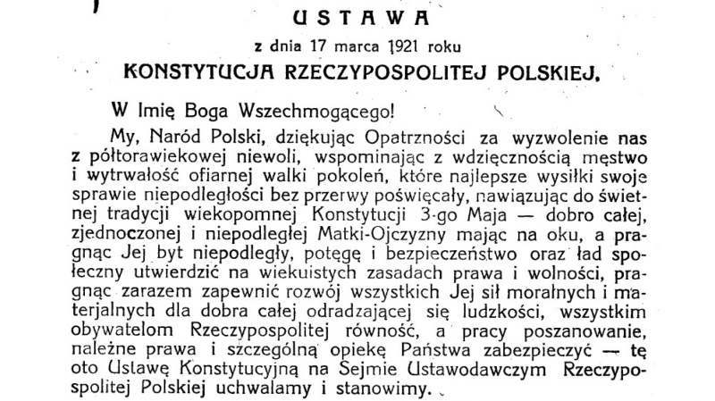 Preambuła konstytucji marcowej (domena publiczna)
