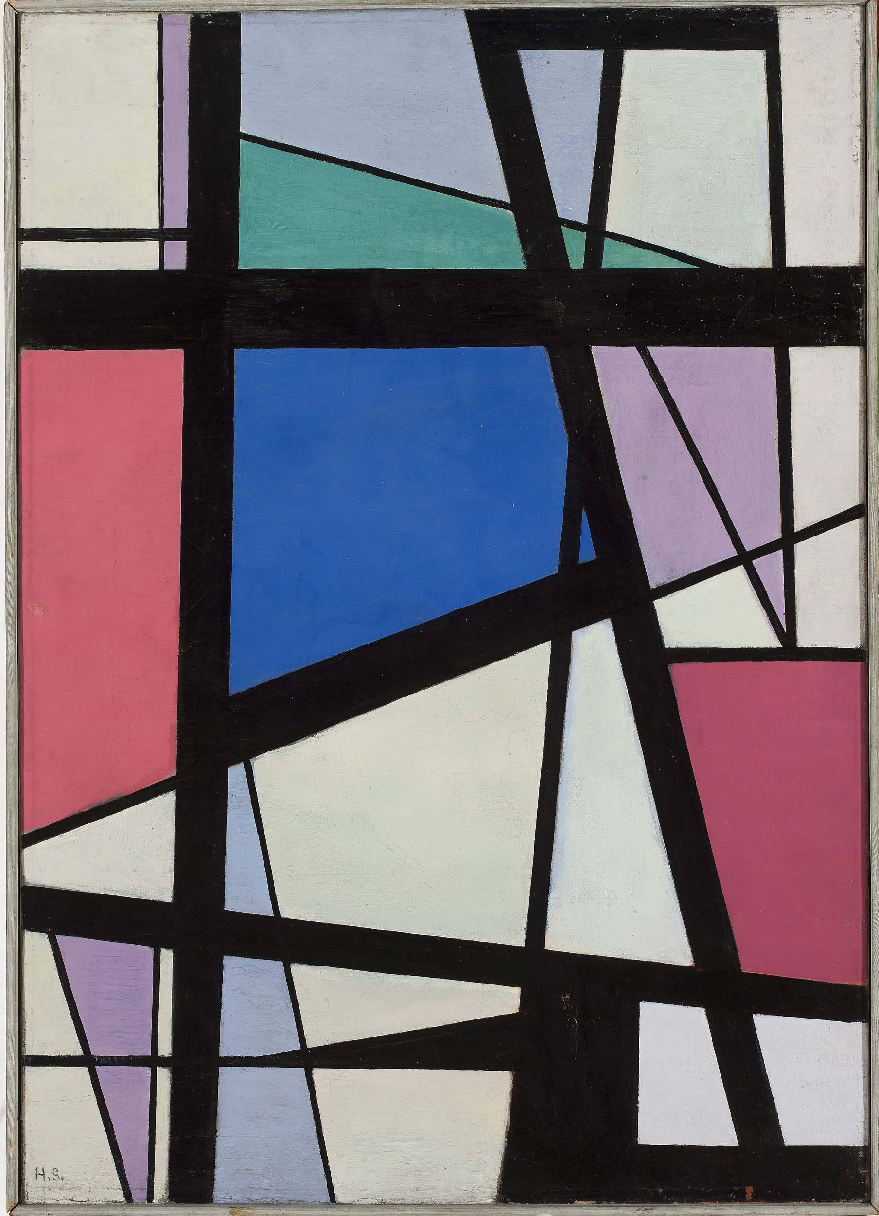 Henryk Stażewski, "Kompozycja nr 5", ok.1956, olej na płótnie, wym. 70 x 50 cm