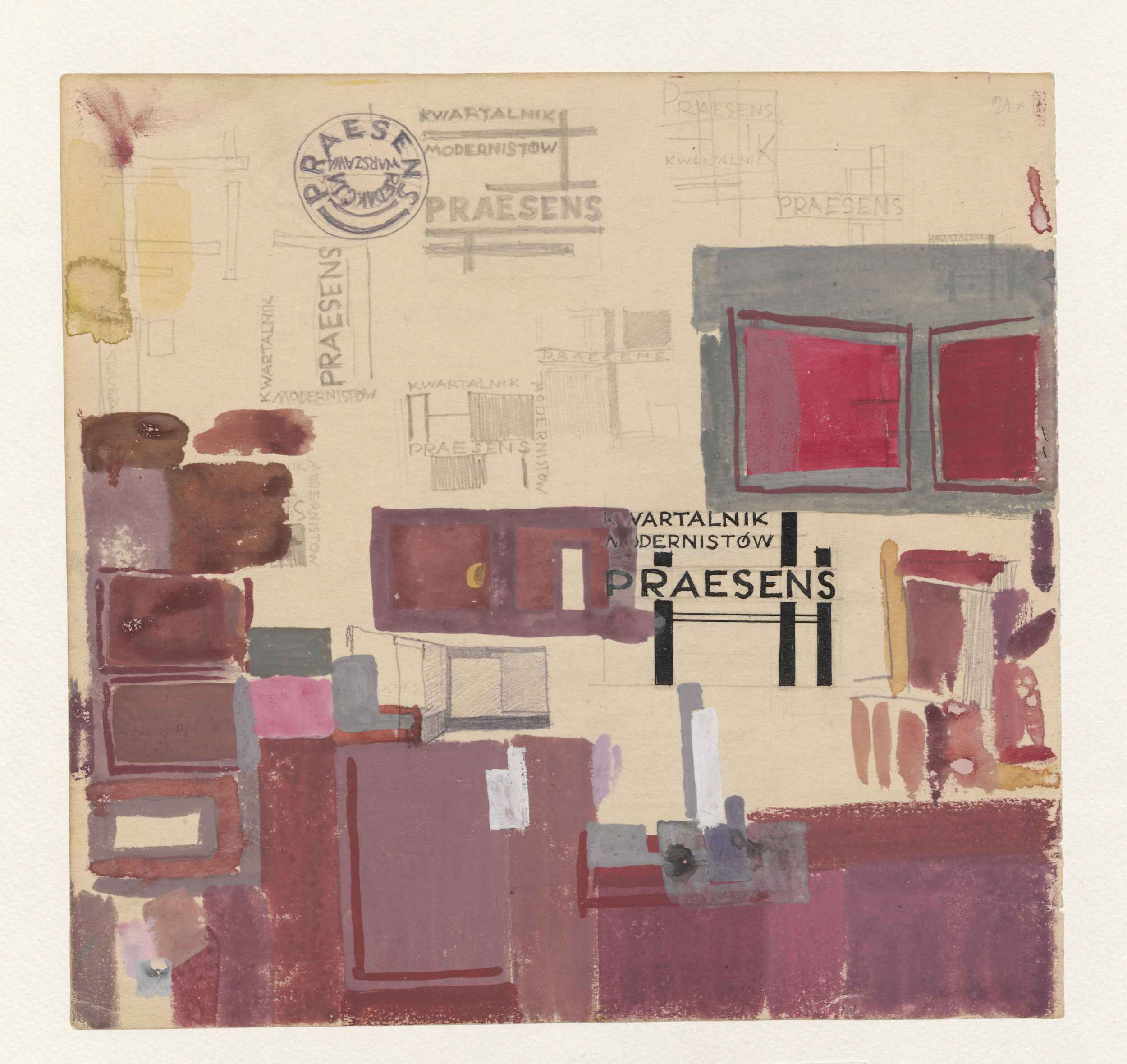 Henryk Stażewski, "Karta ze szkicownika V ", 1924-1930, ołówek, kredka, papier, wym. 23,1 x 24,2 cm