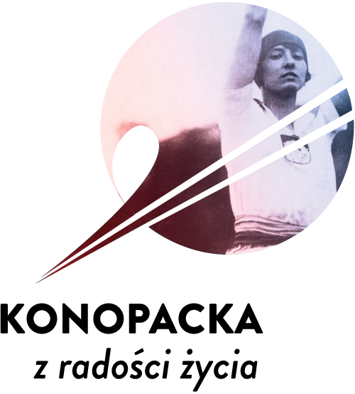 Logo wystawy Konopacka. Z radości życia