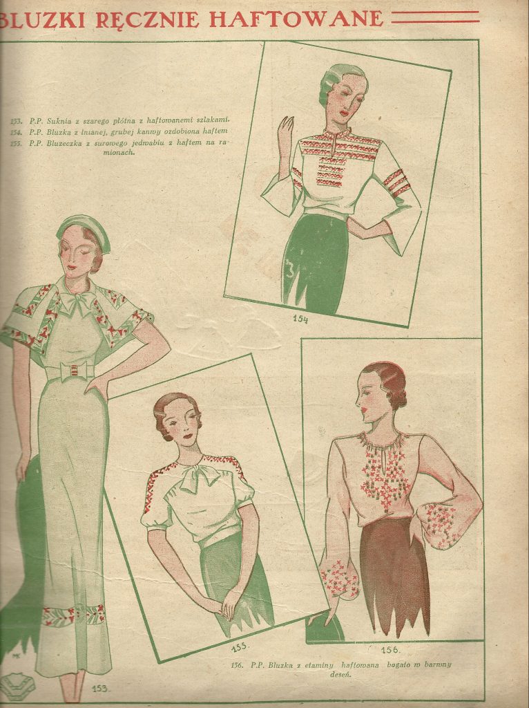 szkice strojów dam w polskich projektach