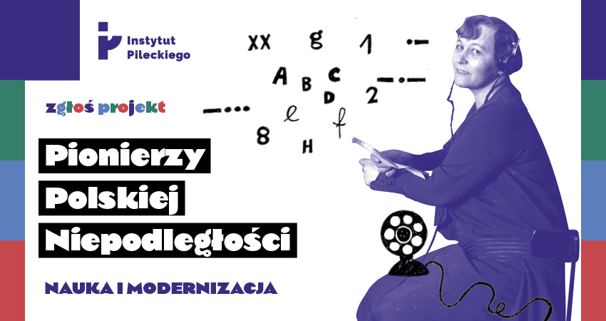baner ze radiofonistką, różnymi symbolami i hasłem konkursu