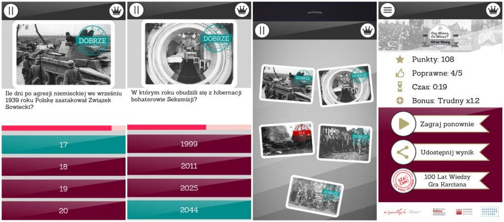 wizualizacje z gry w aplikacji mobilnej