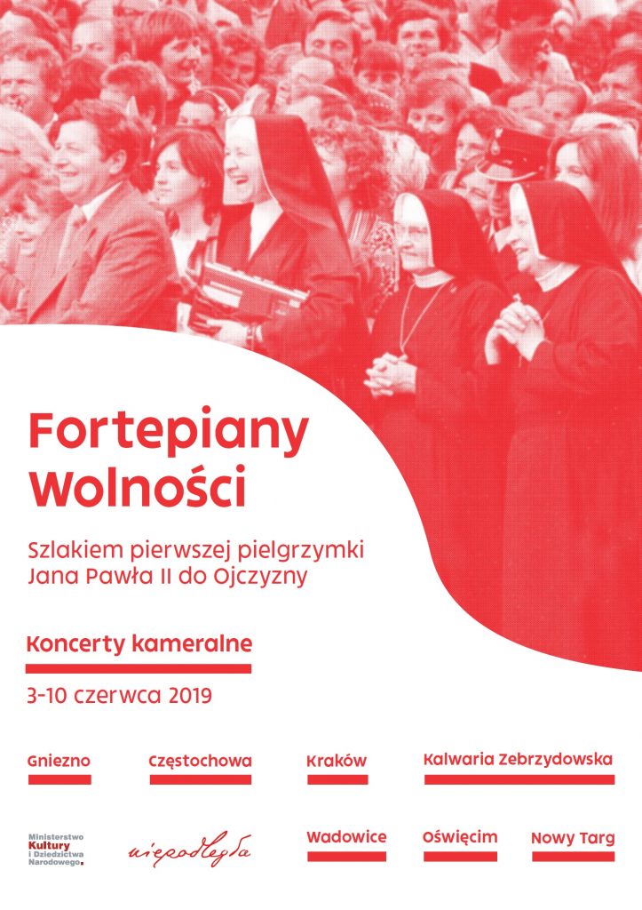 plakat ze zdjęciem zakkonic i informacjami o cyklu kameralnych koncertów, miejscowościami i logami