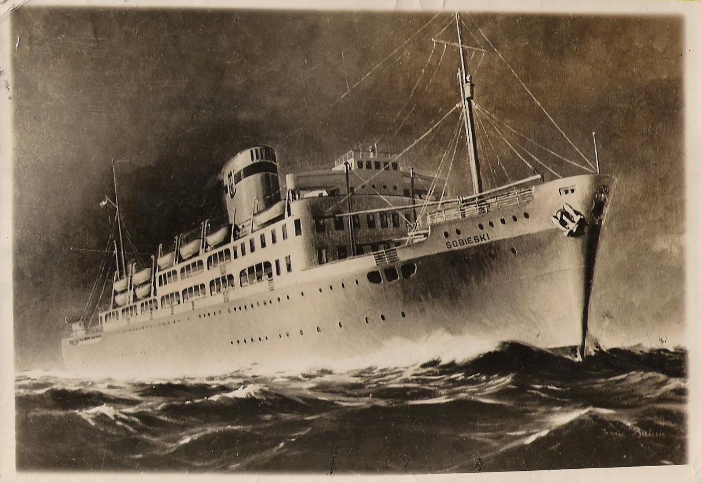 czarno-białe zdjęcie statku