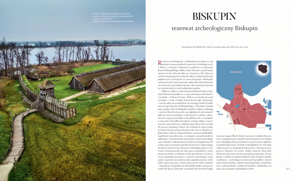 zdjęcie z publikacji NID-u przedstawiające Biskupin wpisany na listę Pomników Historii