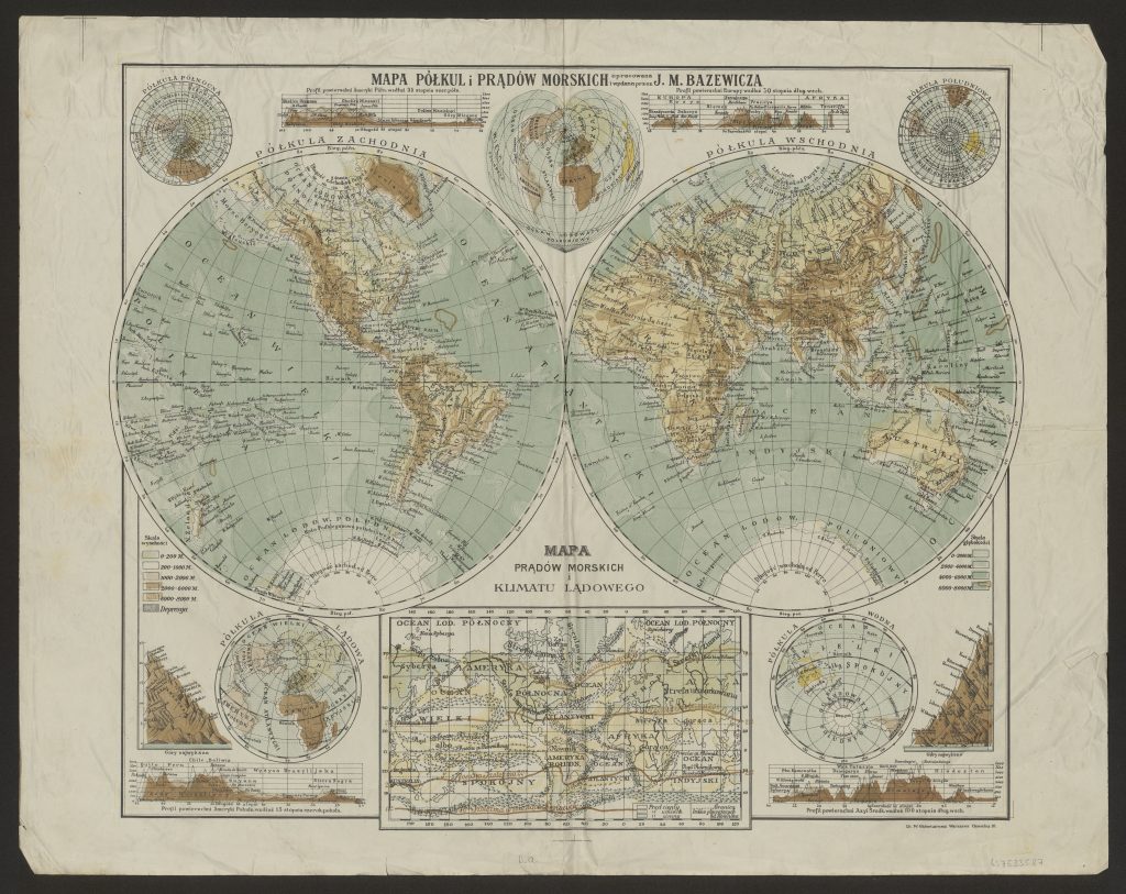 mapa świata w różnych odwzowrowaniach