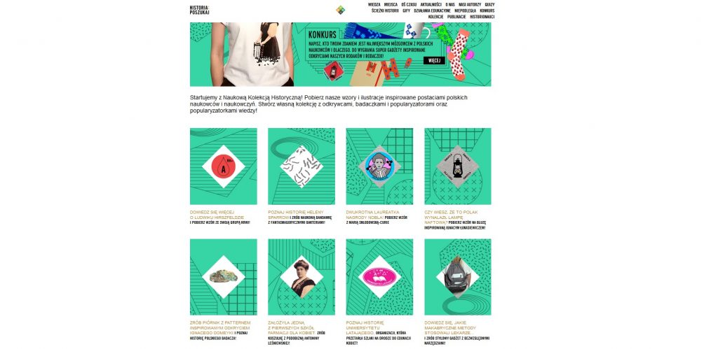 screen ze stronu internetowej, na górze belka, niżej rozłożone kafelki