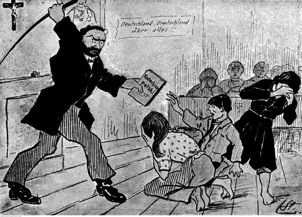 Propagandowa pocztówka polska wydawana w okresie plebiscytu na Górnym Śląsku, piętnująca terror niemiecki na Śląsku. Autorem pocztówki był Stanisław Ligoñ; na rewersie zamieszczono czterowiersz komentujący rysunek.