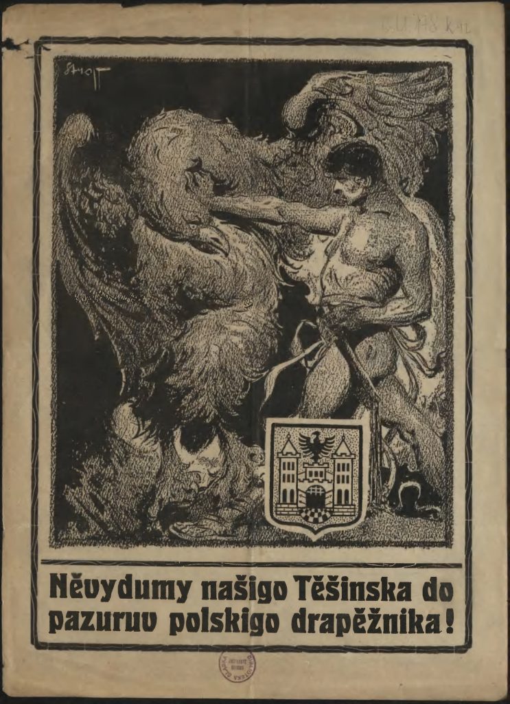 ulotka z przystojnym czechem bijącym białego orła