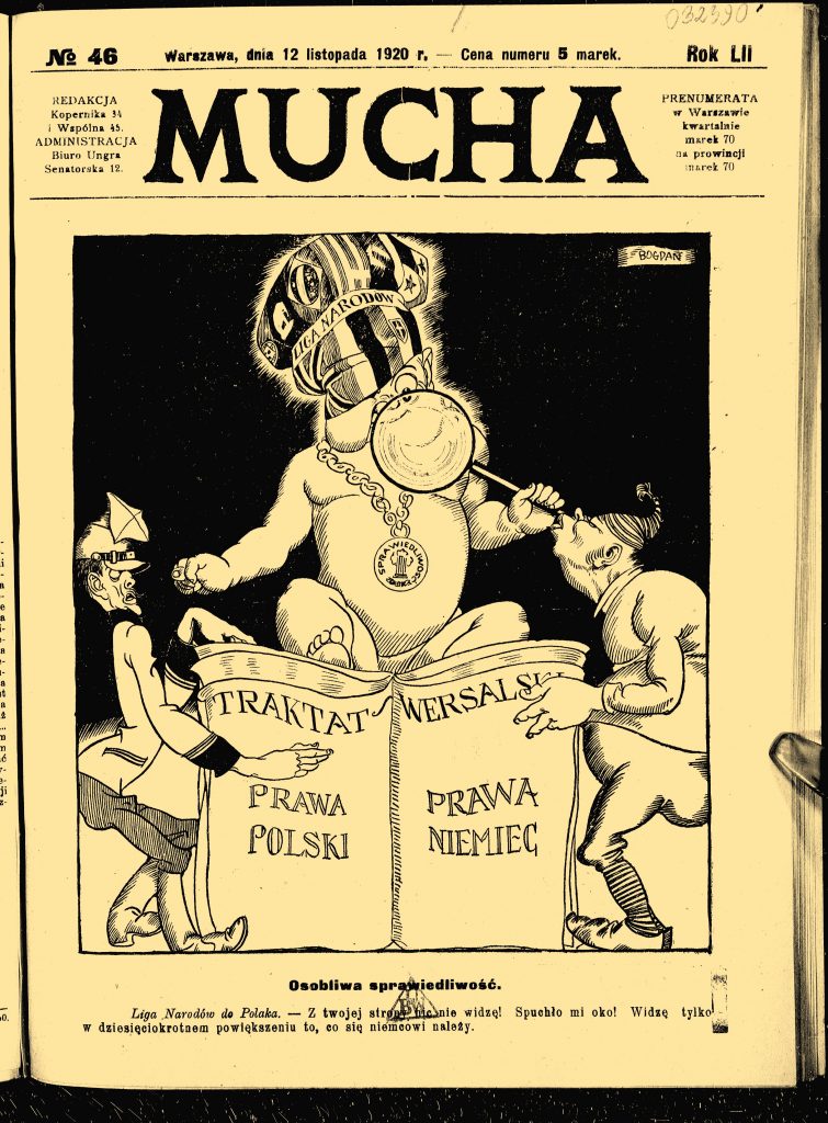 pierwsza strona czasopisma z satyryczną grafiką