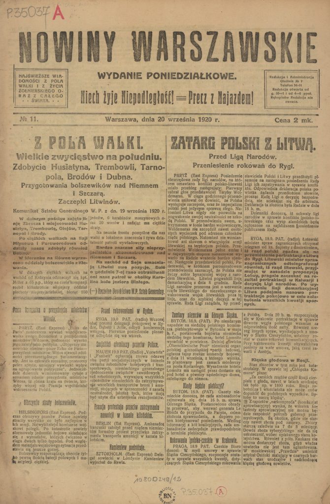 pierwsza strona gazety