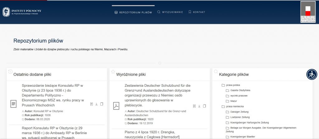 screen strony głównej repozytorium Instytutu Północnego