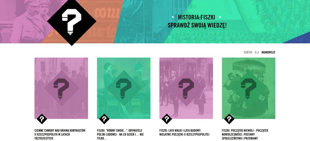 screen strony z tytułem i kafelkami