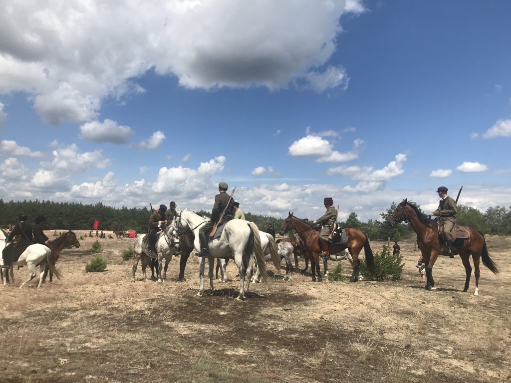 żołnierze na koniach w plenerze