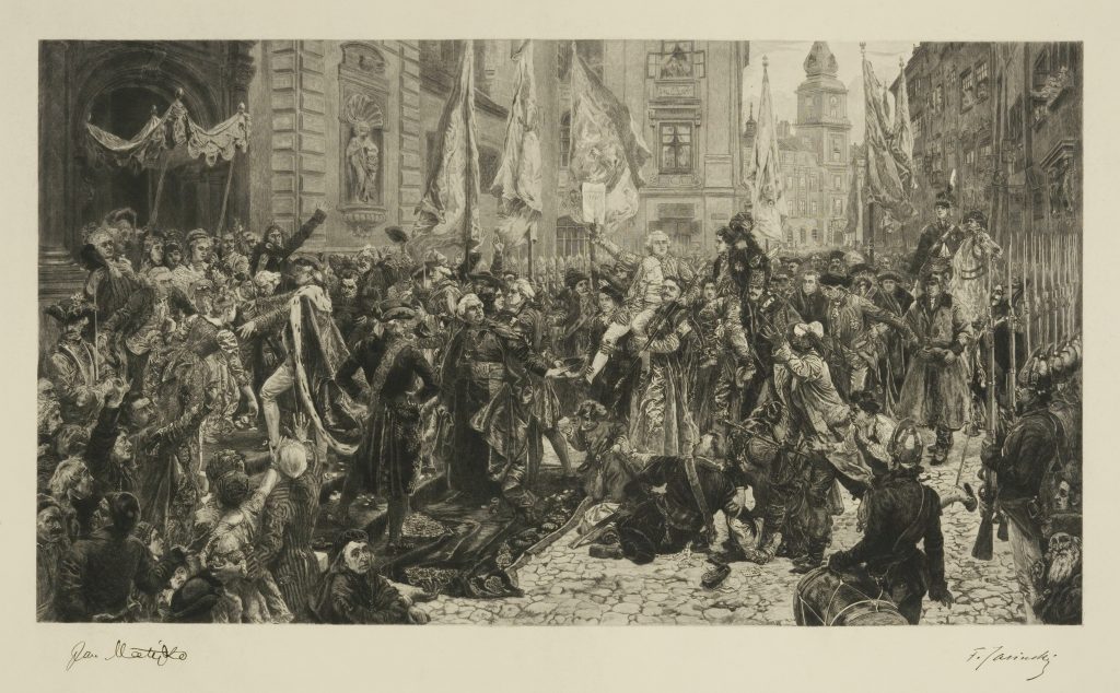 czarno-biała reprodukcja obrazu matejki