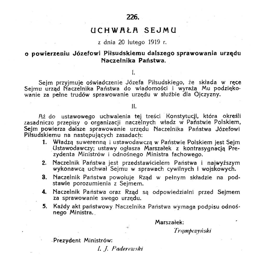 pierwsza strona aktu prawnego wypełniona tekstem