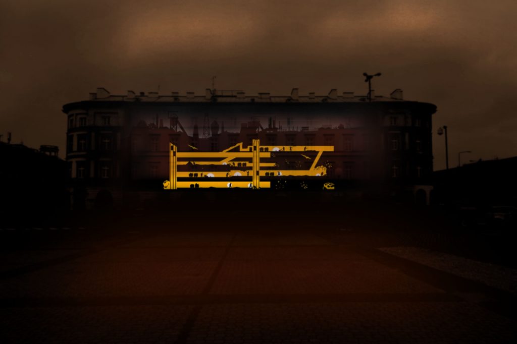 wizualizacja jednej ze scen na fasadzie