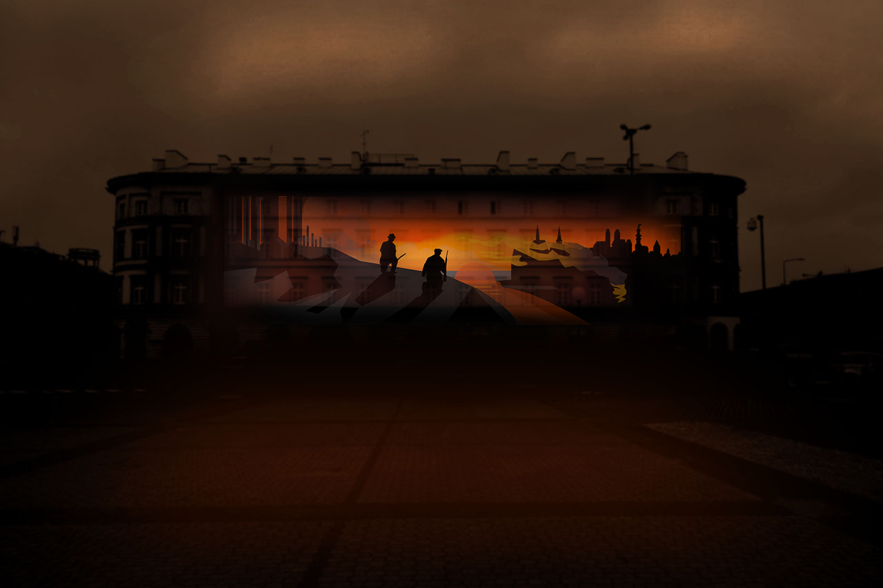 wizualizacja jednej ze scen na fasadzie