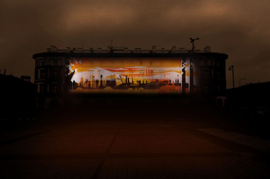 wizualizacja jednej ze scen na fasadzie