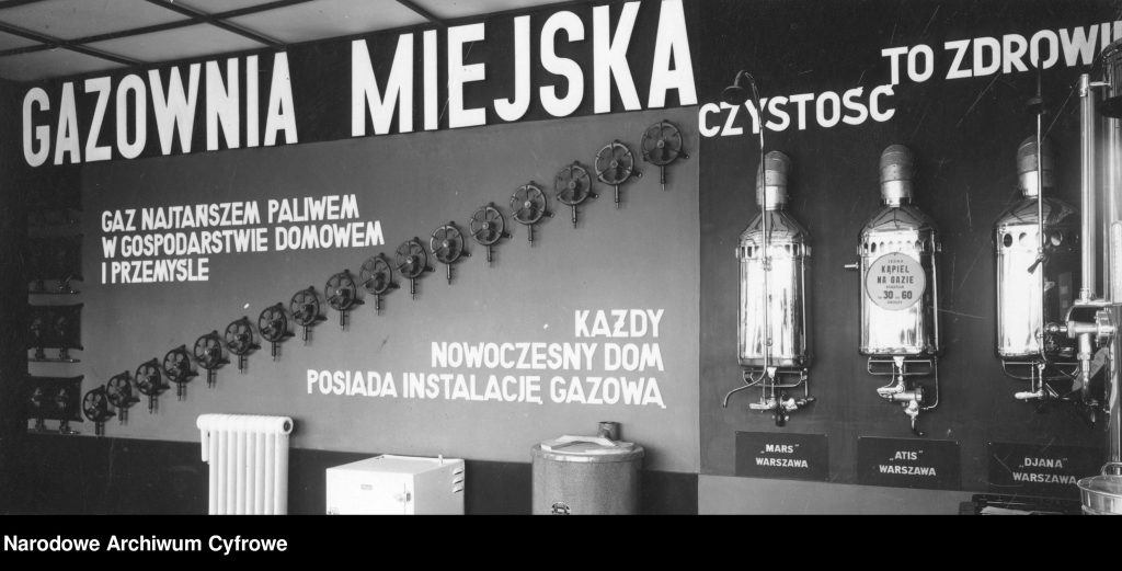 Wystawa budowlano-mieszkaniowa na Kole w Warszawie, fragment ekspozycji gazowni warszawskiej