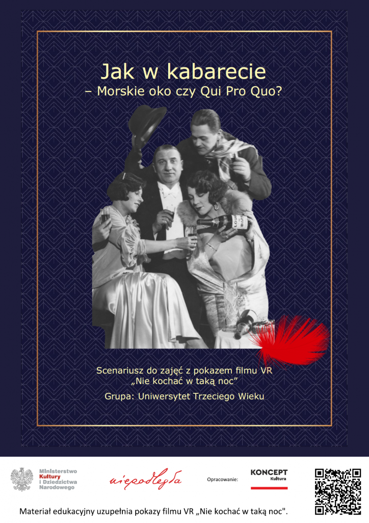 pierwsza strona z wyciętą ze starego zdjęcia grupą 4 osób, tytułem i logami