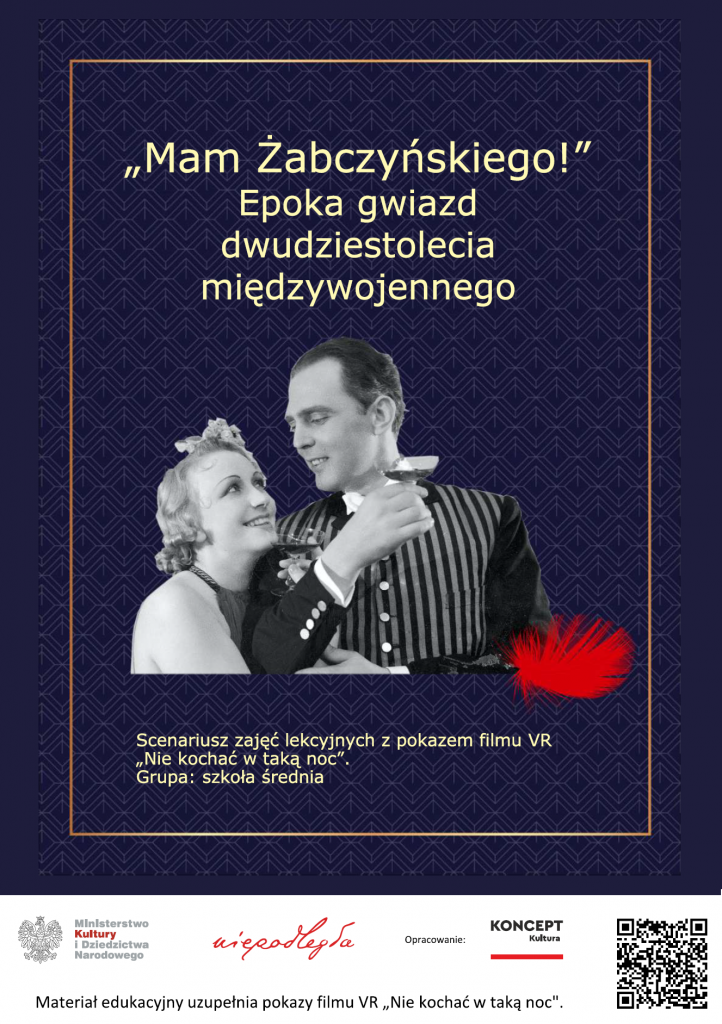 pierwsza strona z wyciętą ze starego zdjęcia parą, tytułem i logami