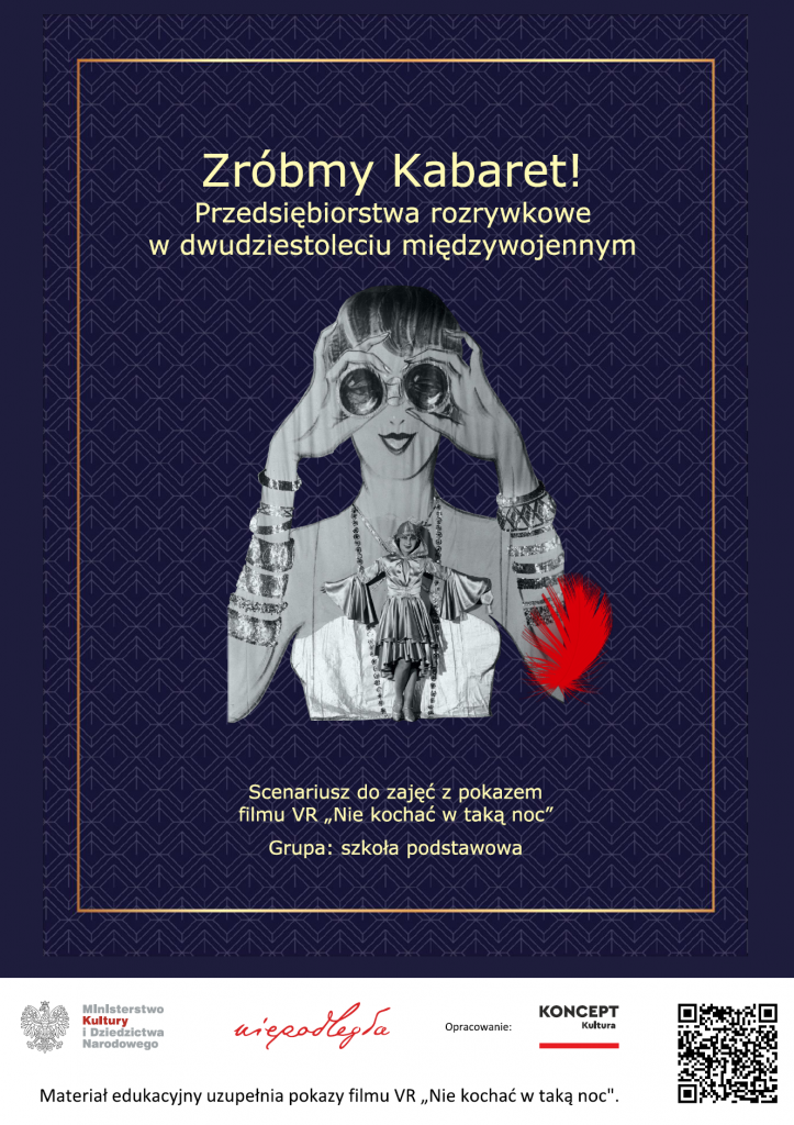 pierwsza strona z wyciętą ze starego zdjęcia postacią kobiety z lornetką kobiety, tytułem i logami