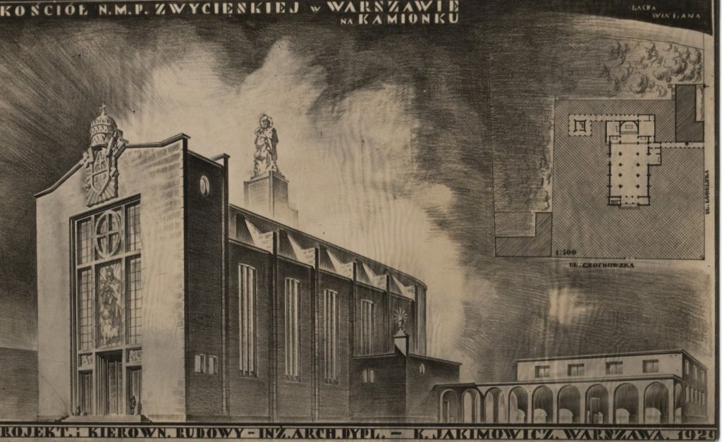 rysunek projektowy kościoła na kamionku